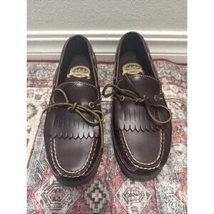 CABELA'S Brown Leather 1-Eye Vibram Sole Boat Shoes Men's Sz. 7.5 D NEW